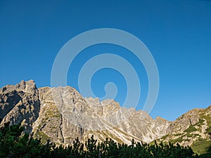 View of the bare mountain peaks in Slovakia