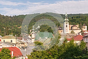 Barokní architektura ve městě Banská Štiavnica, střední Slovensko