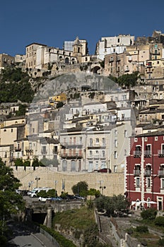 View of baroque city upper Ragusa, Sicilia, Italy photo