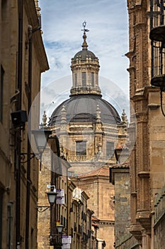 View of a baroque iconic dome copula at the La Clerecia building, Pontifical university at Salamanca, Universidad Pontificia de photo