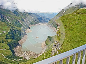 View of a barrage on the Hochalpenstrasse in Austria.