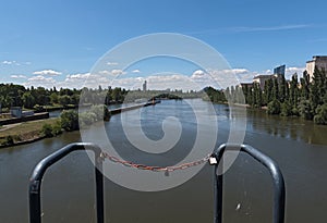View from the barrage and lock Offenbach on the Main river photo