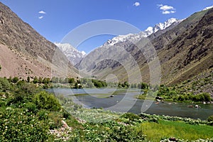 View on the Bartang valley alternative path to the Pamir Highway, Tajikistan