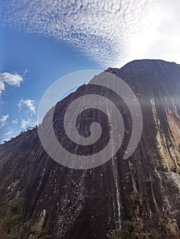 View from the base of the Piedra de Guatape, Antioquia, Colombia. Black monolith