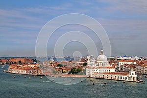 View of Basilica di Santa Maria della Salute on Punta della Dogana in Venice, Italy