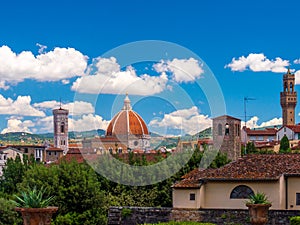 View of Basilica of Saint Mary of the Flower - Basilica di Santa Maria del Fiore in Florence, Italy from the Pitti Palace