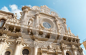 View of the Basilica of Santa Croce church in the historic center of Lecce, Puglia