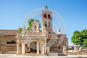 View at the Basilika of Santa Eulalia in the streets of Merida - Spain photo