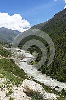 View of Baspa glacial river, Himachal Pradesh