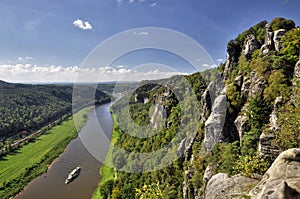 View from the Bastei on the river Elbe