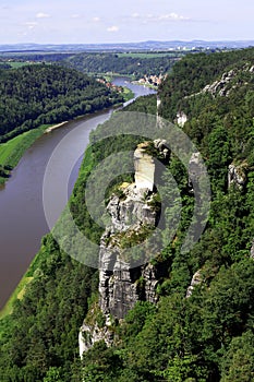 View from the Bastei on the river Elbe