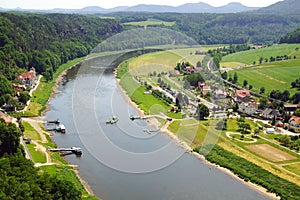 View from the Bastei on the river Elbe, Germany