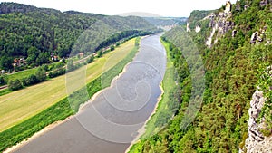 View from the Bastei on the river Elbe, Germany