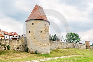 View at the Bastion with fortificaton wall in the streets of Bardejov - Slovakia