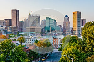 View of Battery Avenue and the Inner Harbor from Federal Hill, Baltimore, Maryland