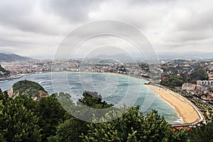 View of the Bay and beach of La Concha is a Spanish city of San Sebastian