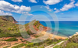 View of Bay Cala del Pilar at north coast of Menorca