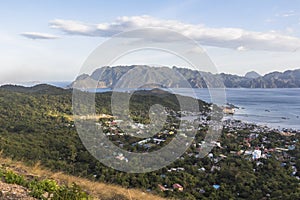 View on the bay of Coron from high hill in the philippines