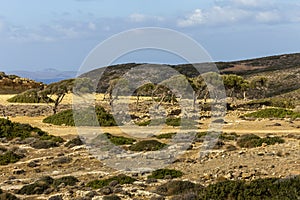 View of the bay and farmland from a height Sitia, Crete, Greece