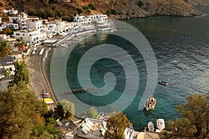 View of the bay of loutro on the island crete