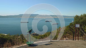 View of bay from rock of gibraltar in autumn sunny day