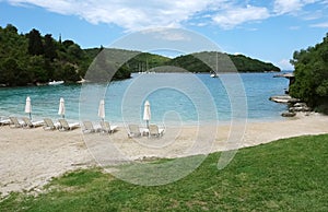 View of the bay with yachts in the Ionian Sea.