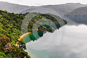 View of bays in Queen Charlotte Road, New Zealand