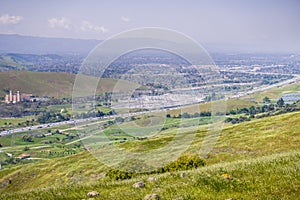 View of the bayshore freeway and the PG&E Metcalf electricity substation, south San Jose, San Francisco bay area, California photo