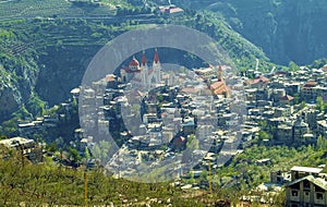 The beautiful mountain town of Bcharre in Lebanon