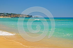 View on the beach Alvor in Algarve, Portugal photo