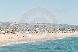 View of the beach from Balboa Pier in Newport Beach, California