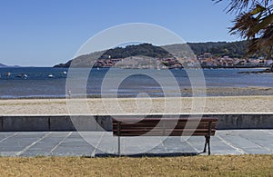 View of the beach and the boats in Cee, a landmark along the Camino de Santiago towards Fisterra, Spain.