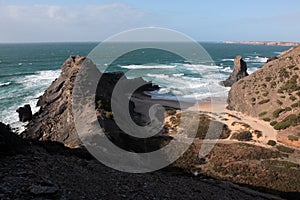 View of the beach coast in Algarve photo