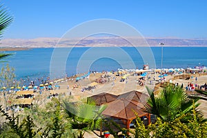 View of the beach of the Dead Sea, Israel