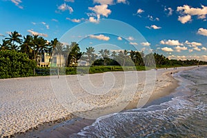 View of the beach from the fishing pier in Naples, Florida.