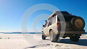 View of Beach on Fraser Island with one car