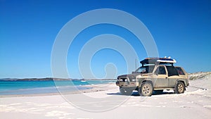 View of Beach on Fraser Island with one car