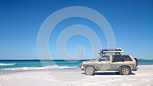 View of Beach on Fraser Island with one car