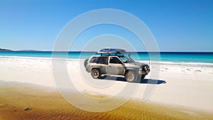 View of Beach on Fraser Island with one car