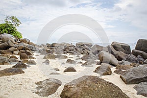 View of Beach Full of Rocks in Pandang Beach Indonesia