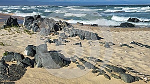 View at the beach of Jeffrey's bay in South Africa