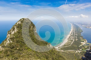 View of beach, lake and clear sea from Mount Circeo