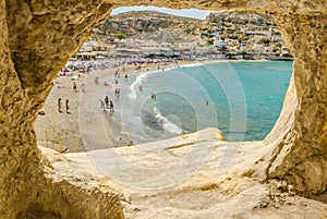 View on the beach Matala, Crete photo