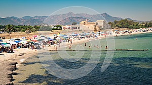 View of the beach of Nora, Sardinia.