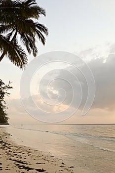 View of the beach and ocean at sunrise