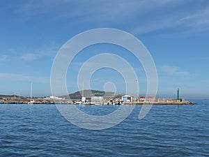 Nador marruecos large city at african coast. View from beach over mar chica. photo