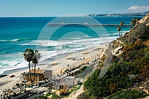 View of the beach and pier in San Clemente, California.