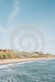 View of the beach from the pier in San Clemente, Orange County, California