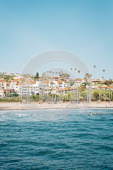 View of the beach from the pier in San Clemente, Orange County, California