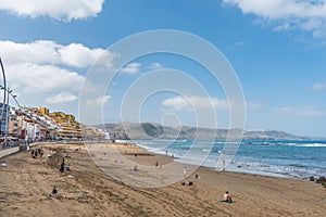 View of the beach Playa Las Canteras, Las Palmas de Gran Canaria, Spain